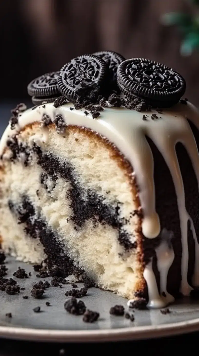 Delicious Vanilla Oreo Cake with creamy layers and Oreo cookie toppings
