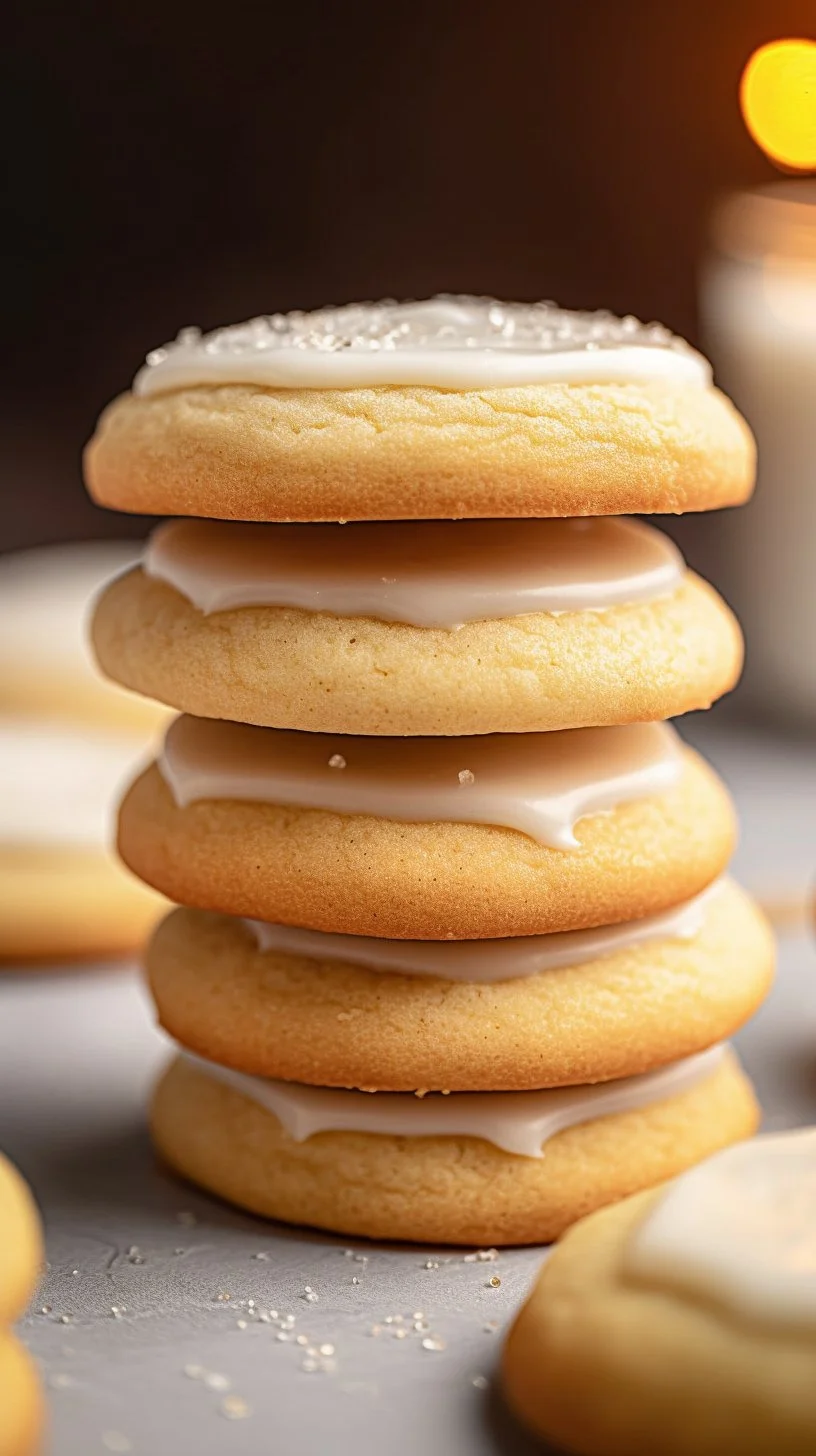 Almond Meltaway cookies on a plate, light and buttery with almond flavoring.