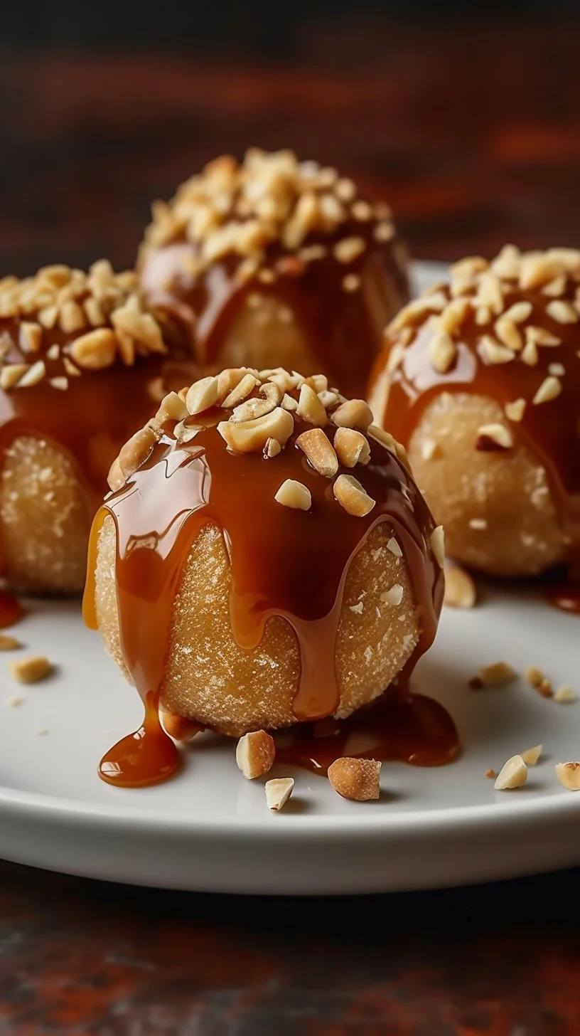 Delicious apple caramel bombs with gooey caramel drizzle