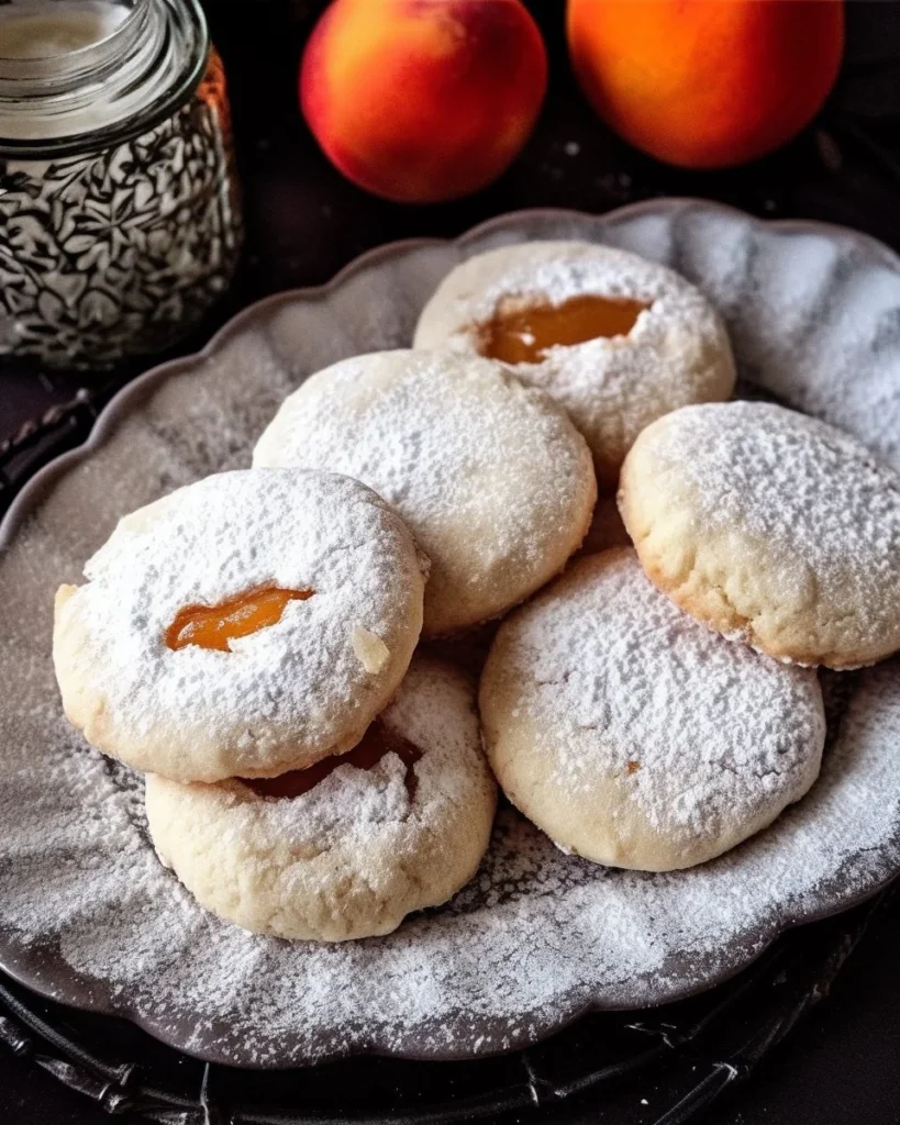 Freshly baked apricot cream cheese cookies on a cooling rack