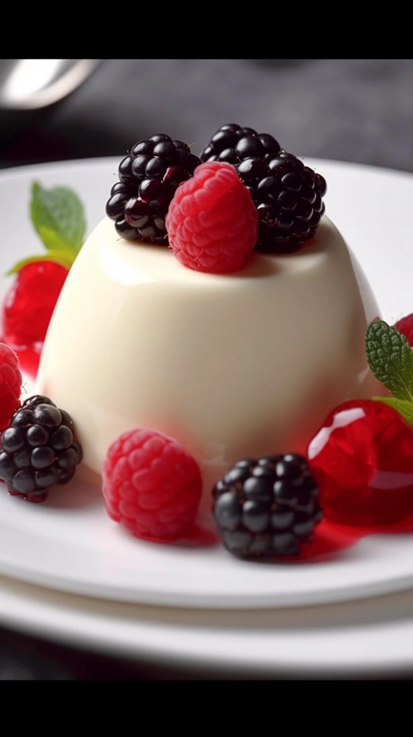 Delicious bowl of Bavarian Cream dessert topped with berries