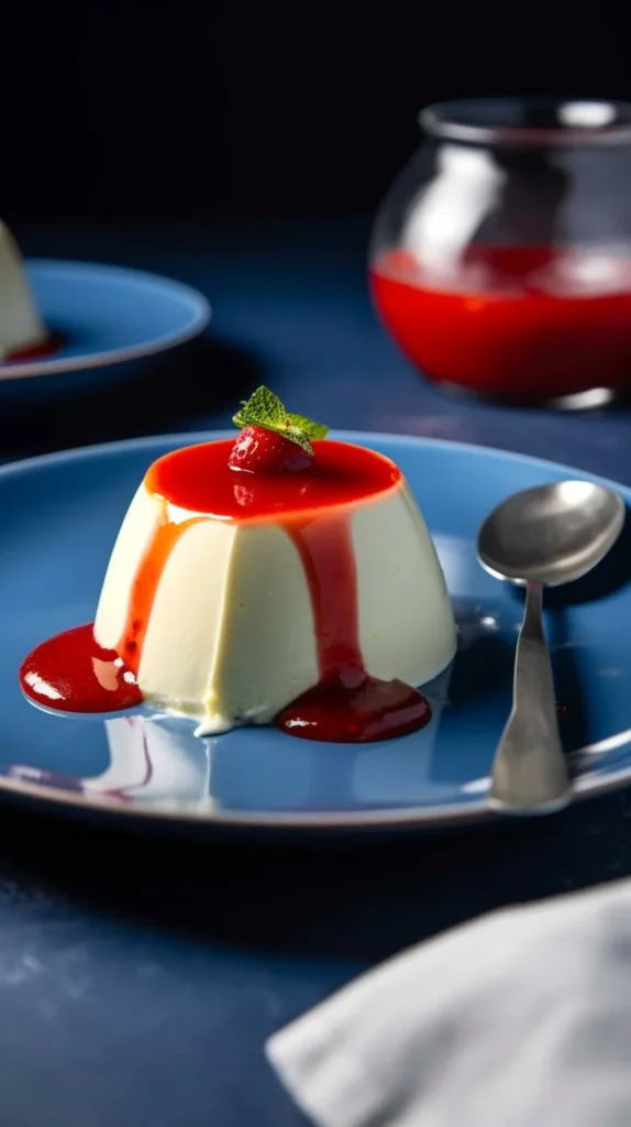 Bavarian Cream dessert in a glass topped with fresh berries