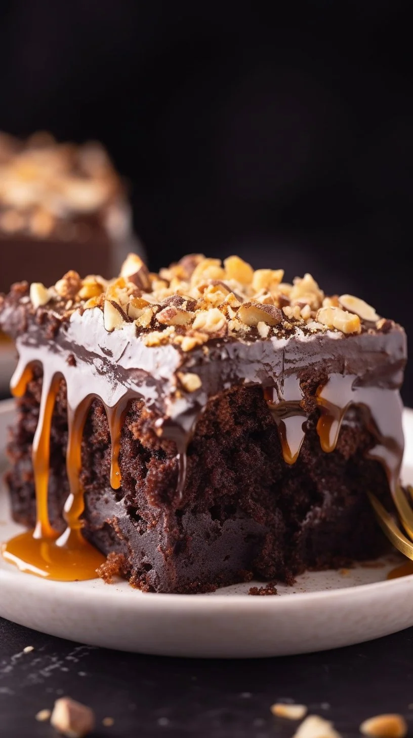 Decadent Better Than Sex Cake with layers of chocolate and cream.