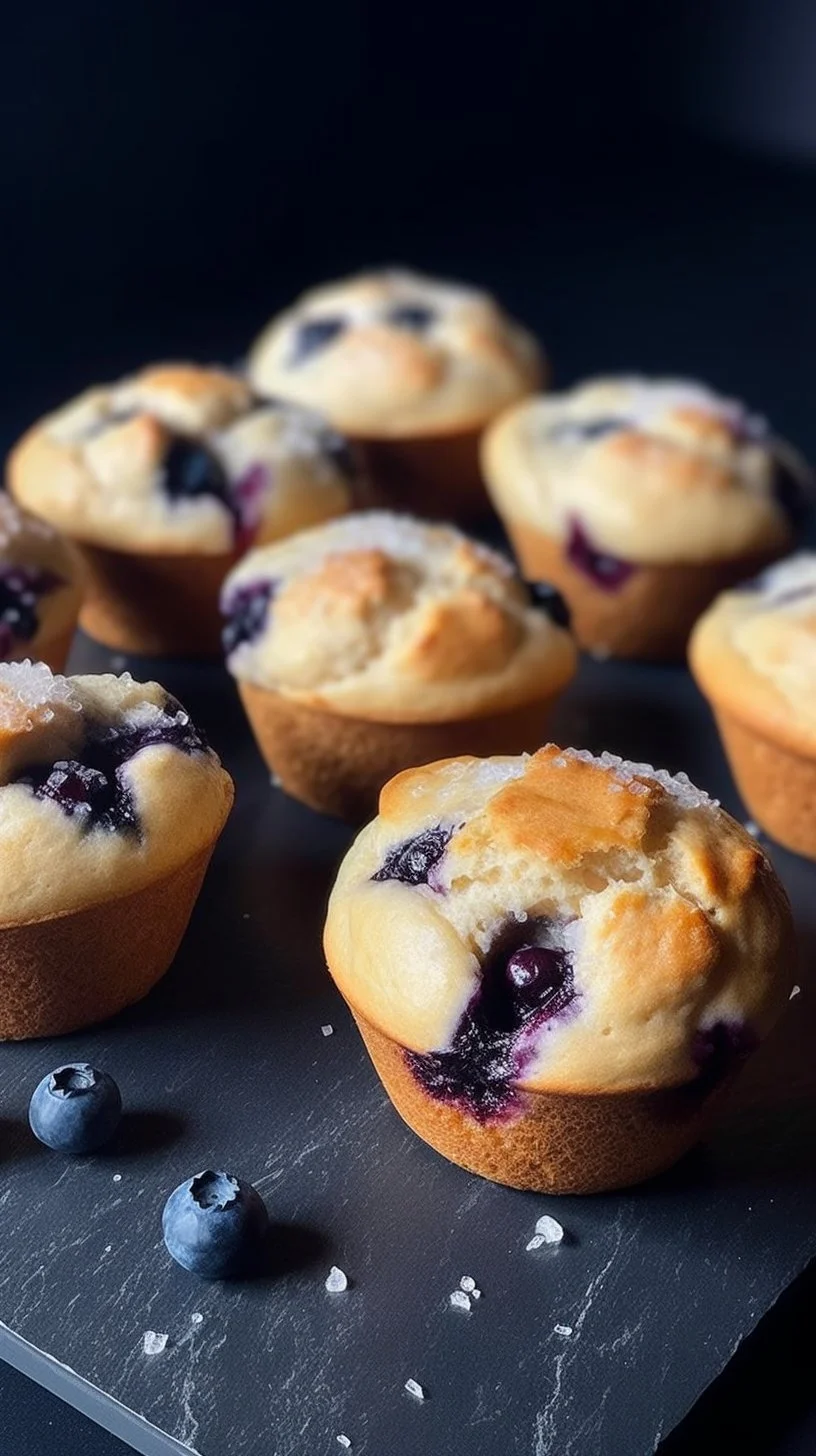 Blueberry Cream Cheese Protein Muffins on a plate, showcasing their delicious texture.