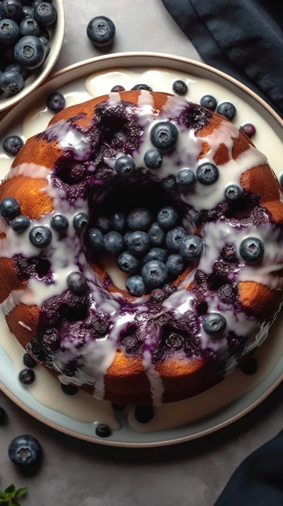 Freshly baked blueberry monkey bread with a golden crust and juicy blueberries