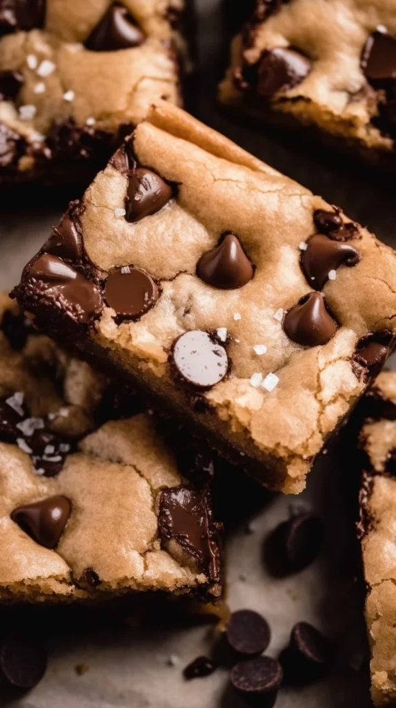 Brown Butter Chocolate Chip Cookie Bars on a white plate