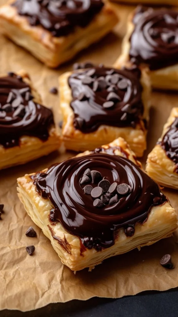 Freshly baked Chocolate Cream Cheese Danish with a rich chocolate filling