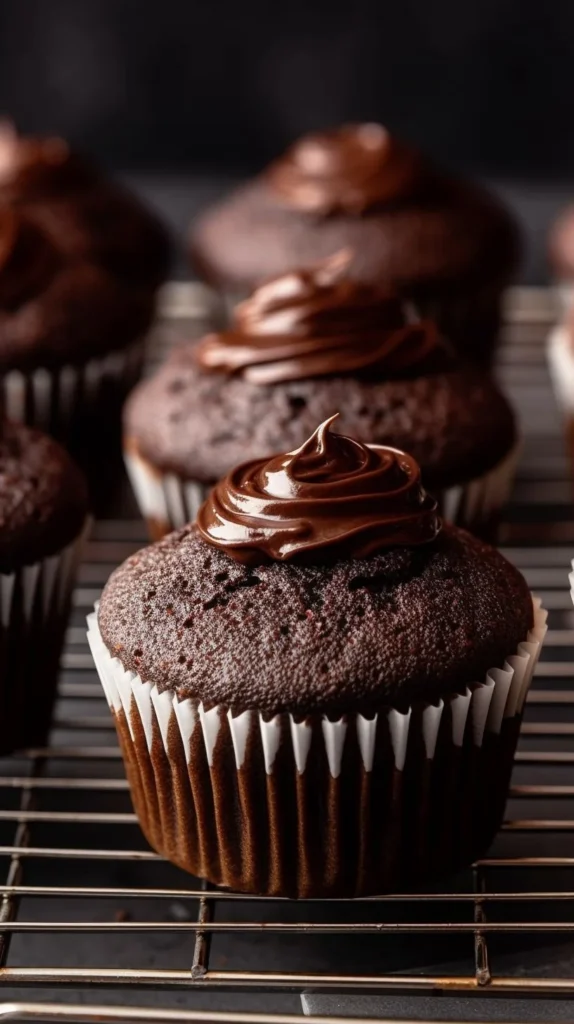 Delicious chocolate cupcakes topped with creamy frosting