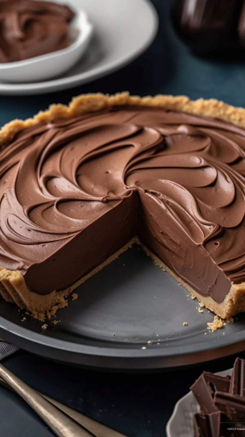 Delicious Chocolate Peanut Butter Pie topped with chocolate drizzle and peanuts