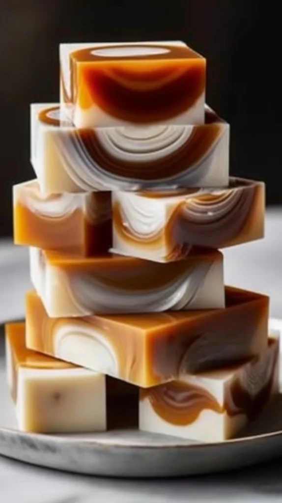 Delicious coffee jelly dessert topped with creamy whipped cream