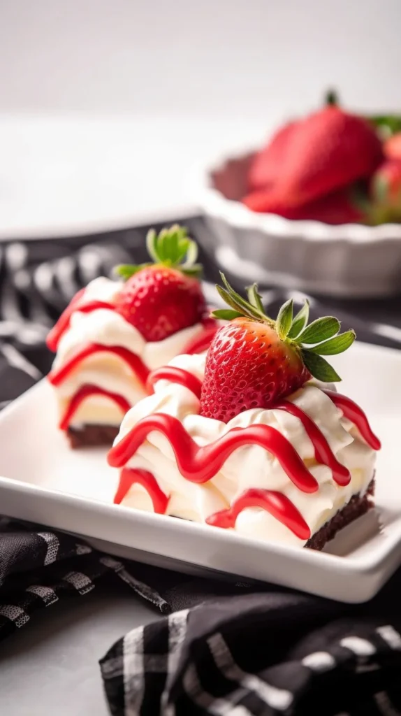 Cream cheese stuffed strawberries topped with a sweet glaze
