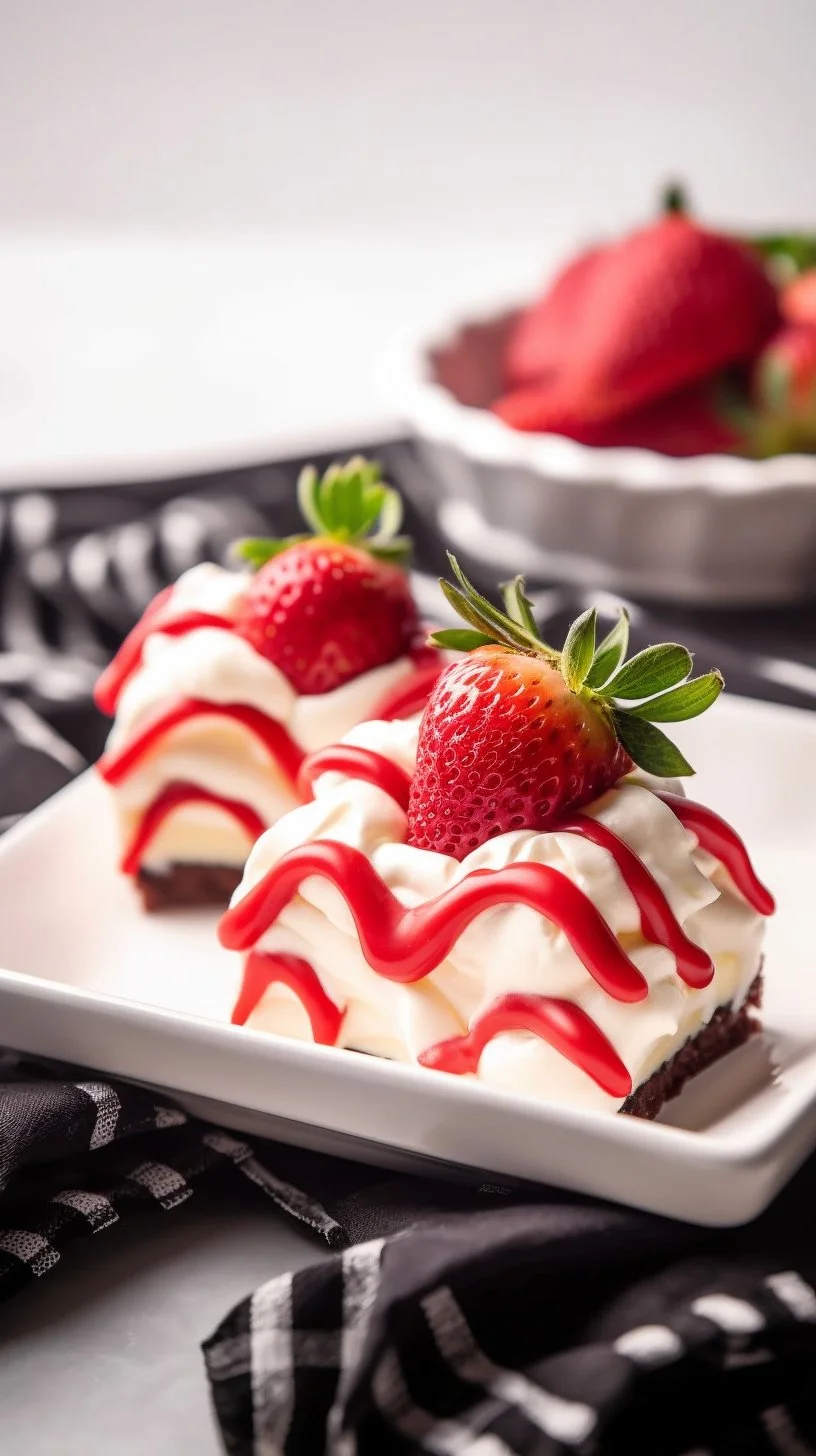 Cream cheese stuffed strawberries topped with a sweet glaze