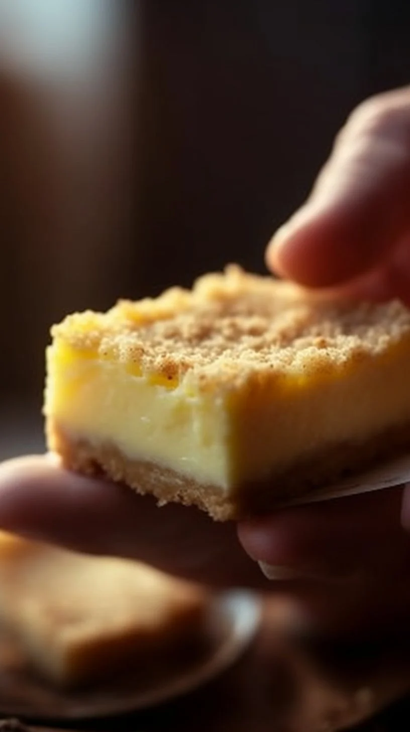 Delicious creamy ricotta crumb bars with a buttery crumb topping