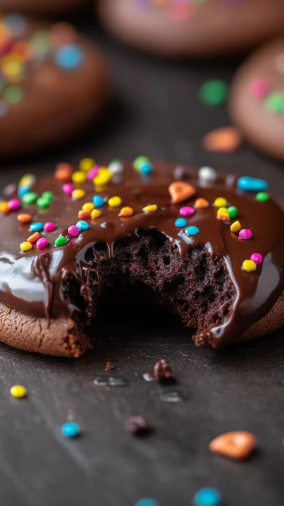 Crumbl Cosmic Brownie Cookies with chocolate chunks and colorful sprinkles.
