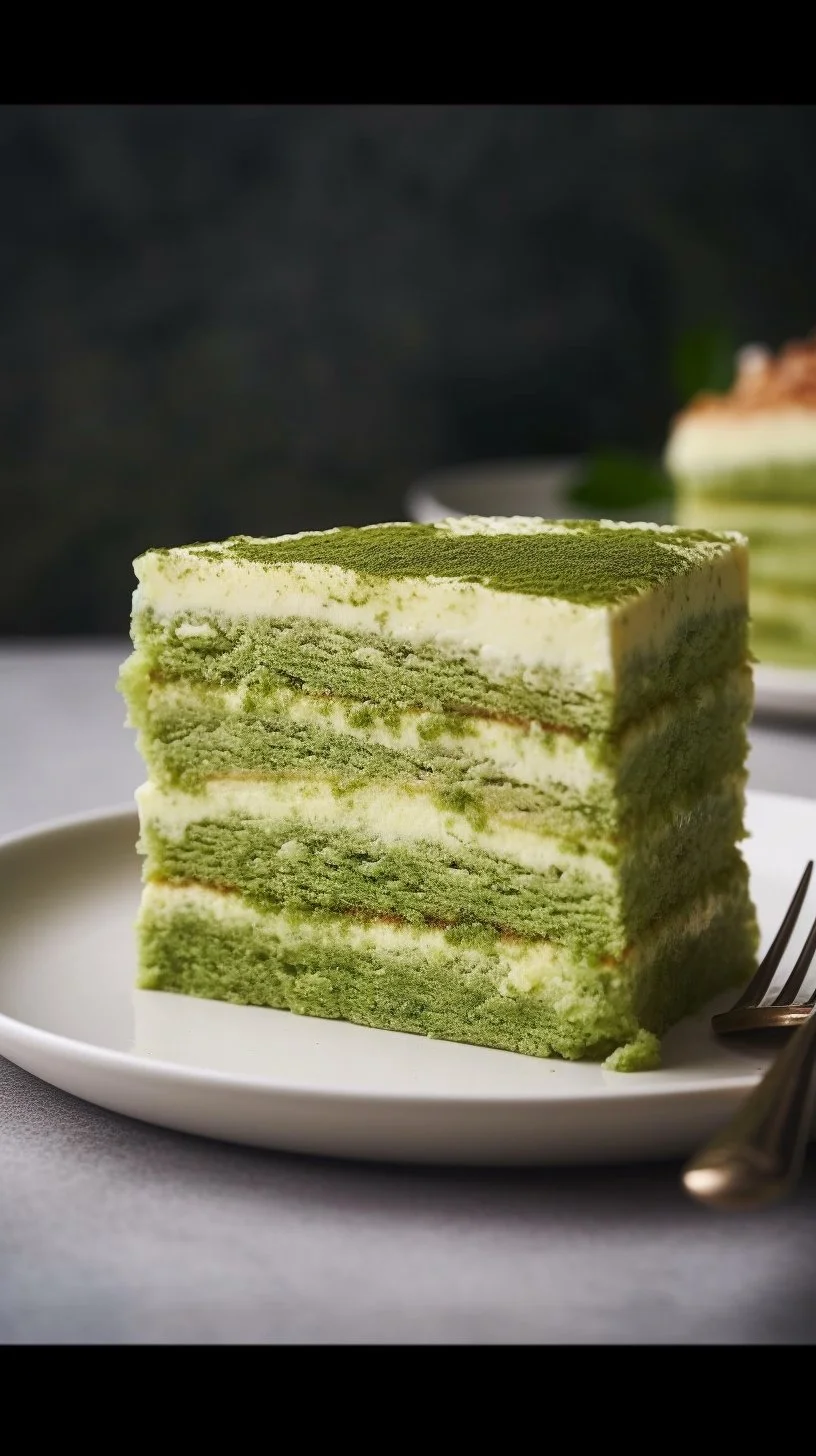 Delicious easy matcha tiramisu dessert layered with green tea flavor