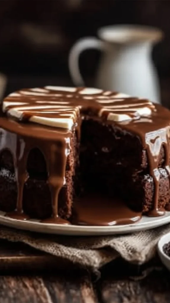 Moist gingerbread cake drizzled with warm toffee sauce