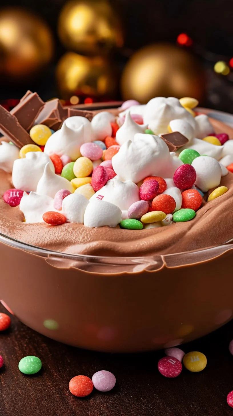 Delicious homemade hot chocolate dip served with marshmallows and cookies.