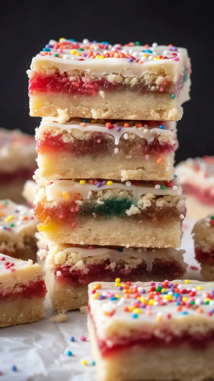 Homemade Keto Pop Tart Bars on a plate with fruit garnish