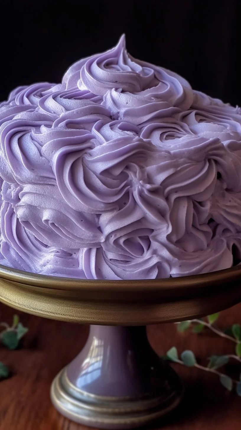 Lavender Buttercream Frosting on a vanilla cupcake