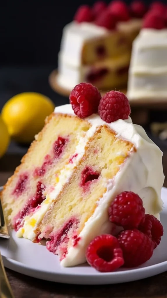 Moist Lemon Raspberry Bundt Cake with fresh raspberries and lemon glaze