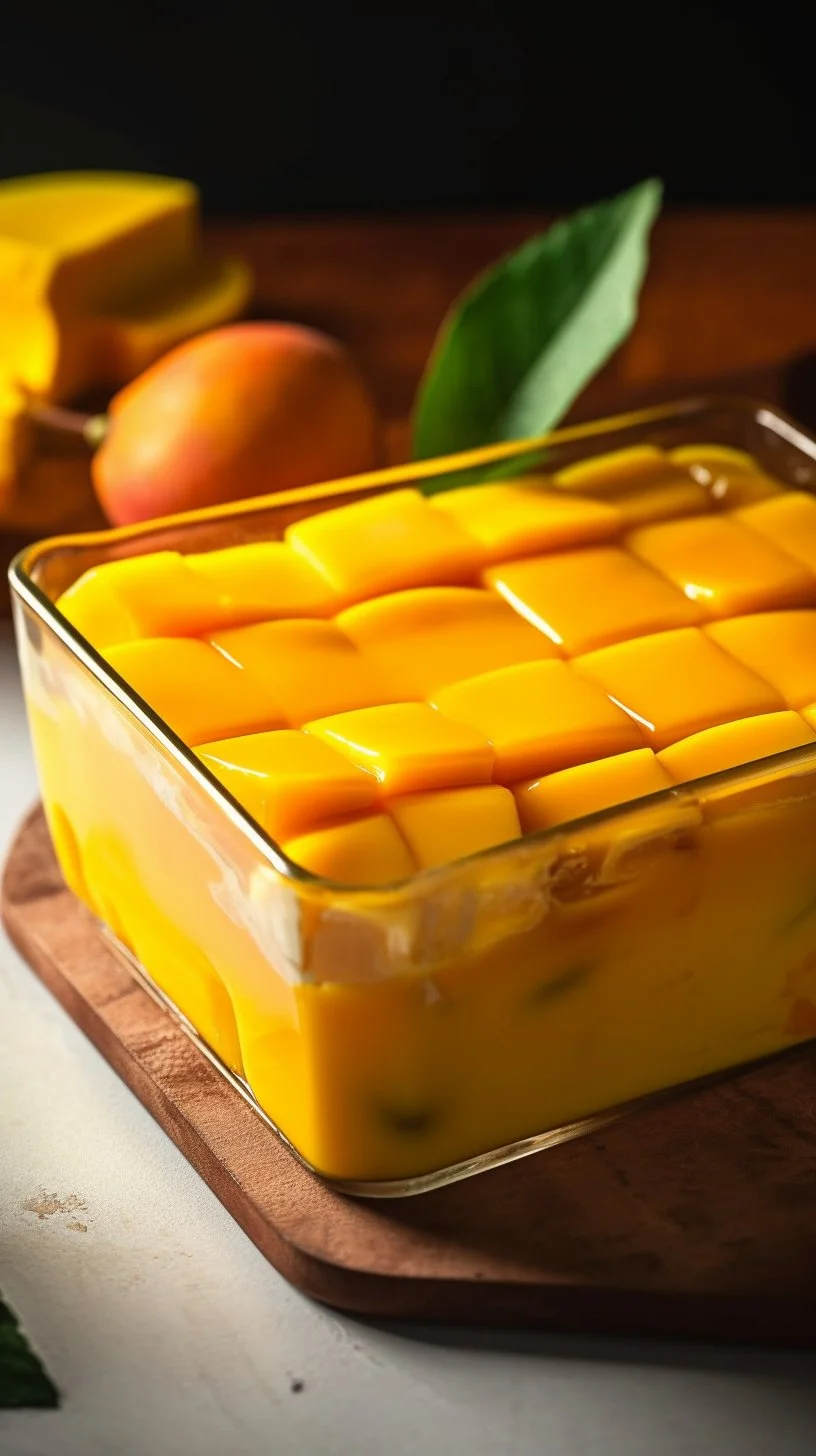 Vegan Mango Tiramisu dessert, egg-free and dairy-free with mango layers