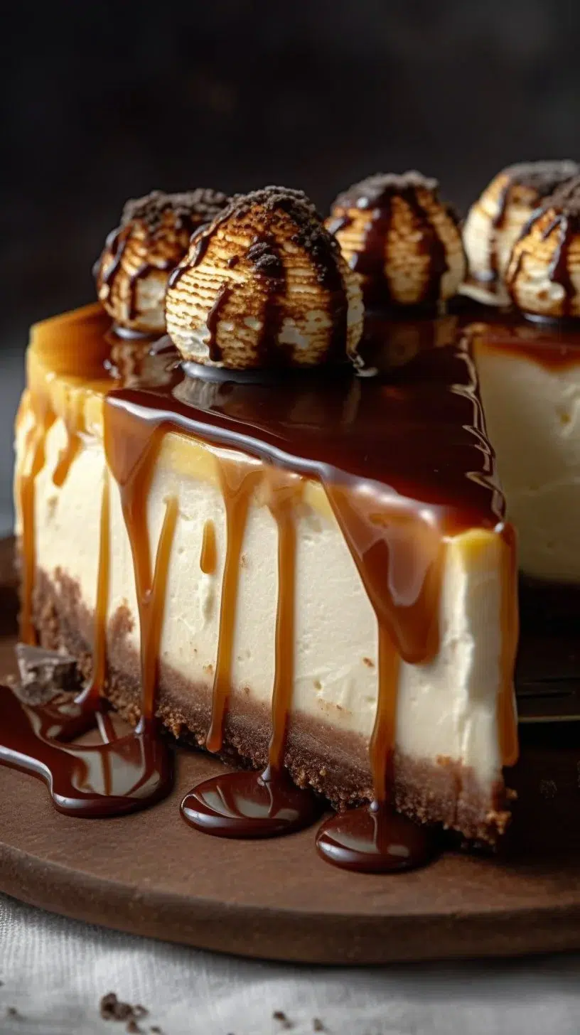 Delicious homemade Marshmallow Cheesecake topped with fluffy marshmallows