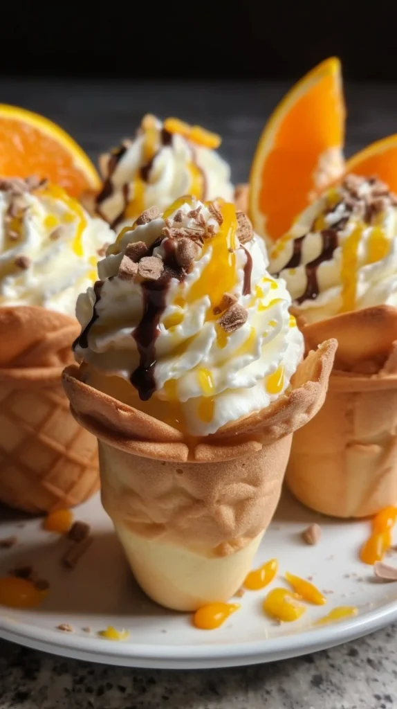 No Bake Cannoli Cream Dessert Cups topped with chocolate and nuts