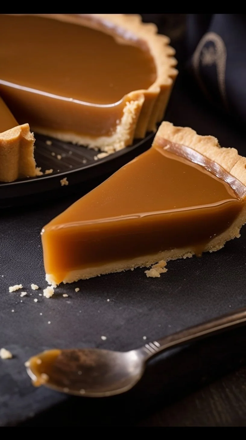 Old School Butterscotch Tart with caramel drizzle and a buttery crust