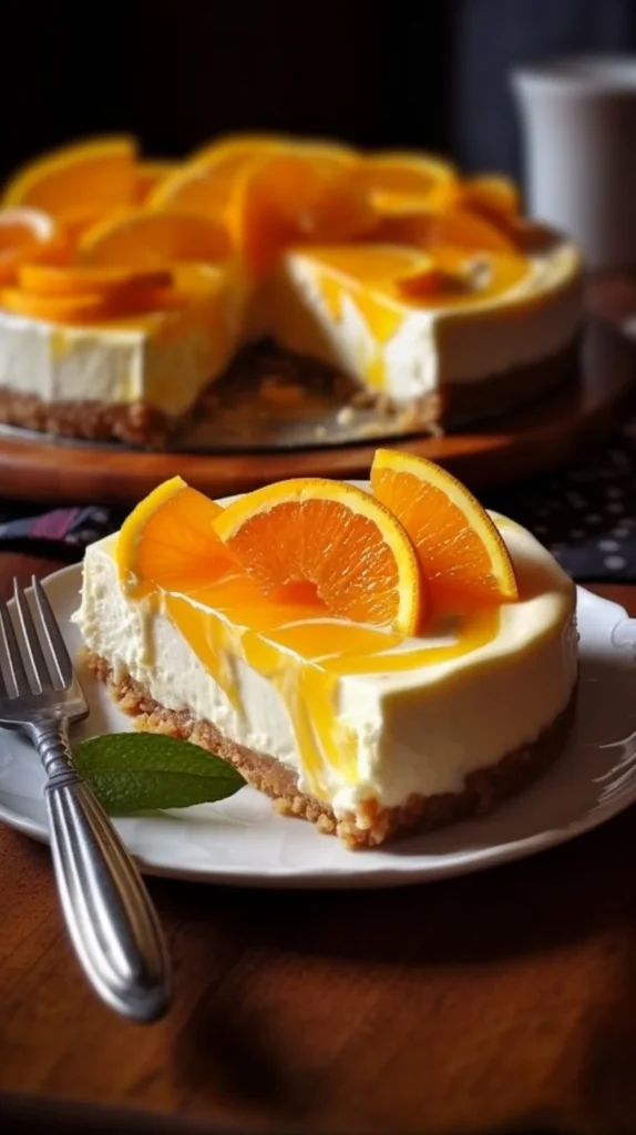 Delicious Pineapple Orange Swirl Cheesecake with vibrant fruit toppings
