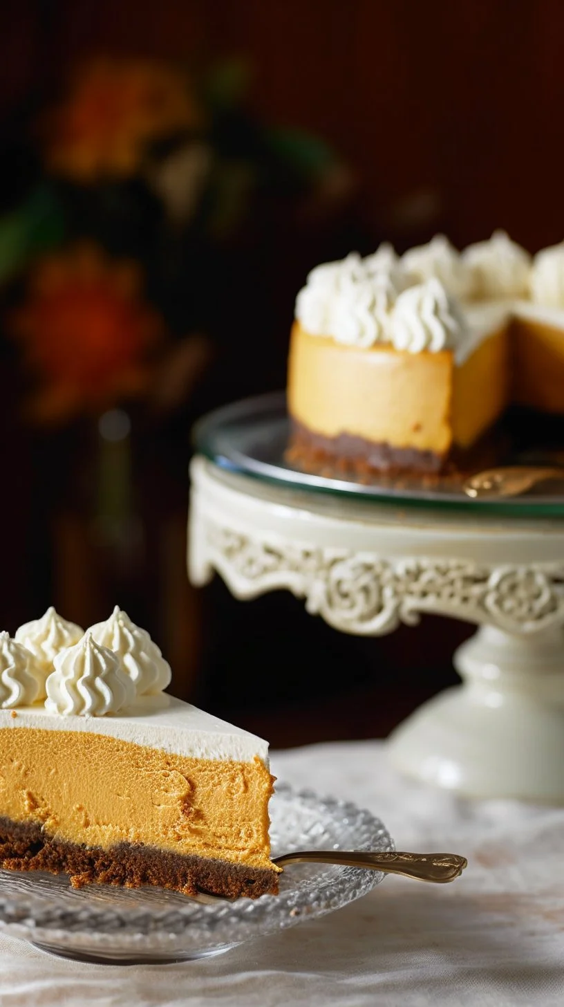 Delicious pumpkin cream cheese dessert topped with spices and whipped cream