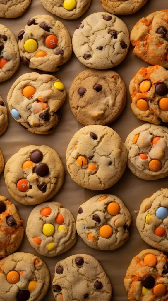 Delicious Reese's Pieces Peanut Butter Cookies fresh from the oven.