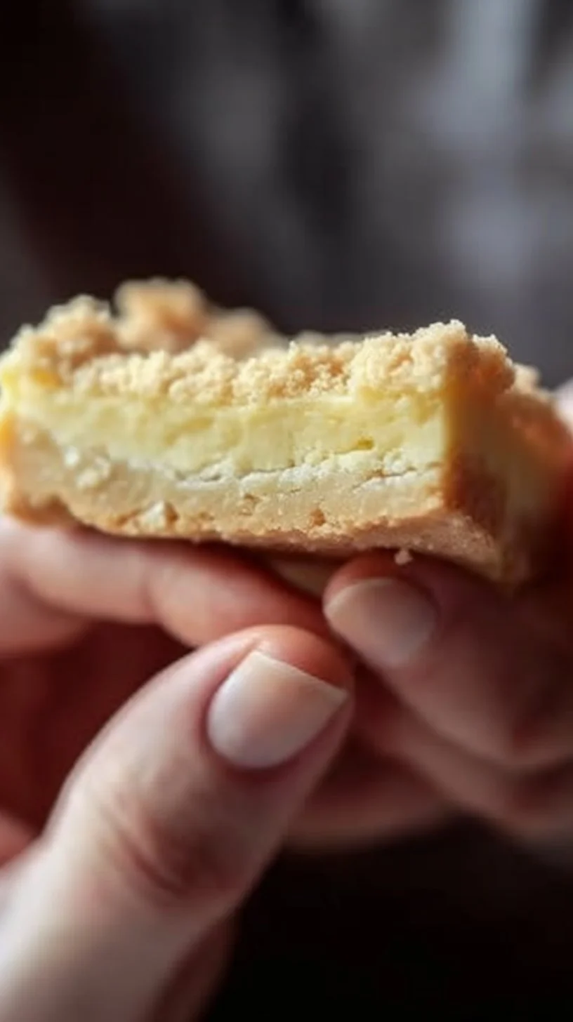 Delicious ricotta crumb bars with buttery crumb topping and creamy filling