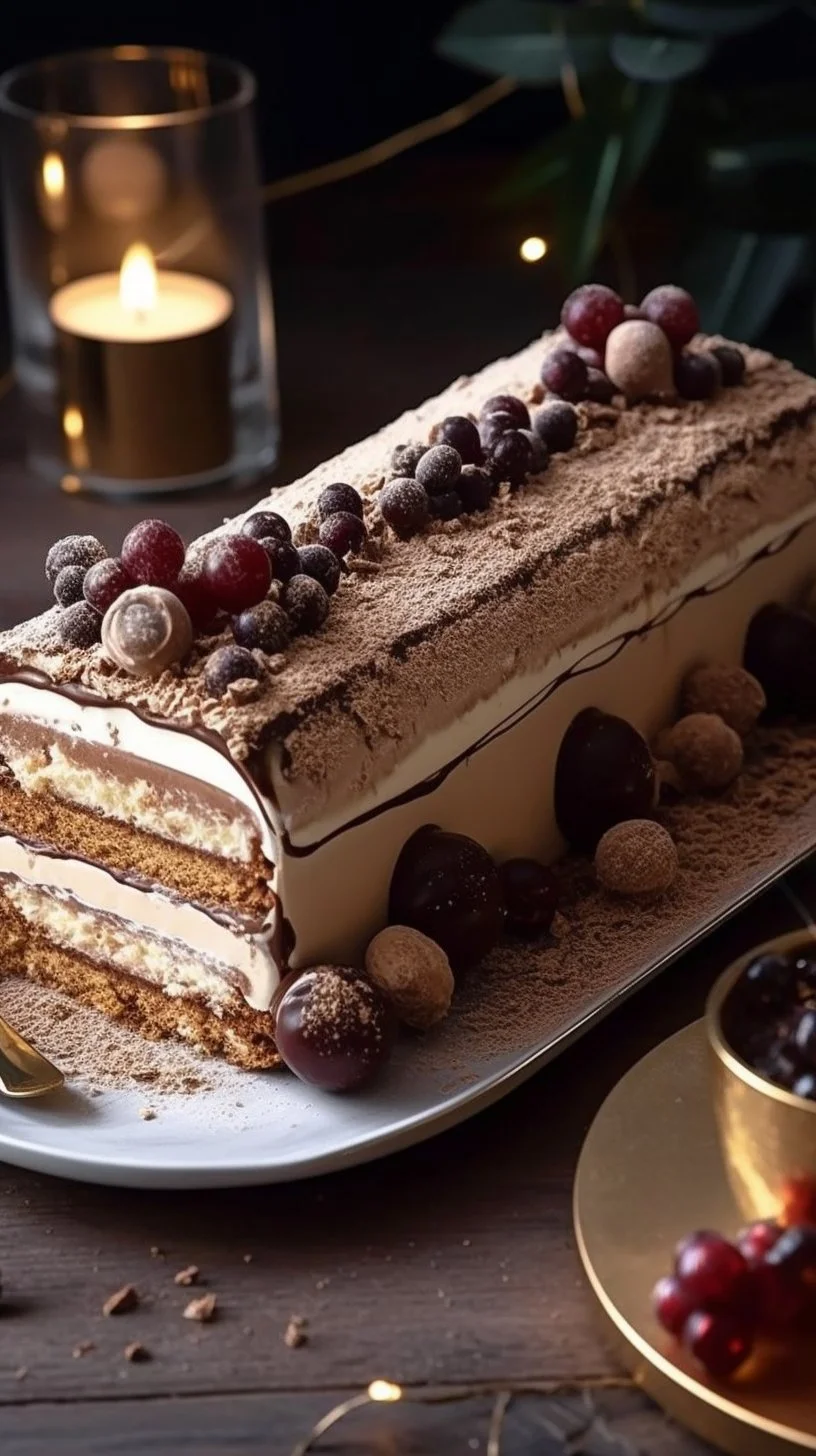 Delicious Speculoos Tiramisu Log dessert with spiced cookie layers