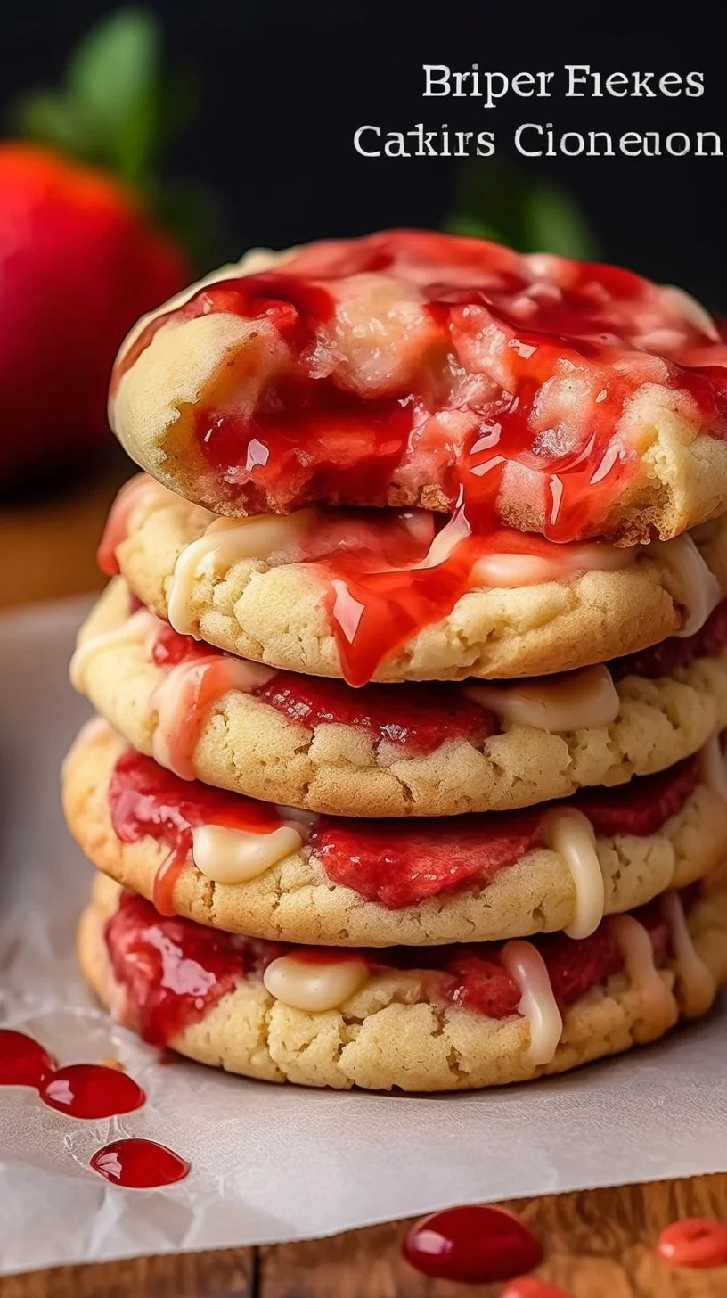 Freshly baked strawberry cream cheese cookies on a cooling rack