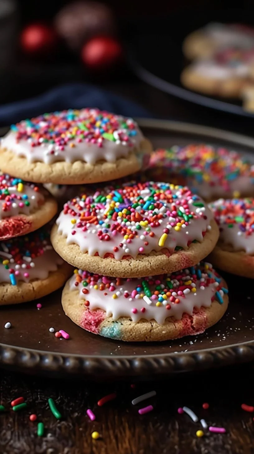 Freshly baked Strawberry Pop Tart Cookies with strawberry filling and colorful frosting.