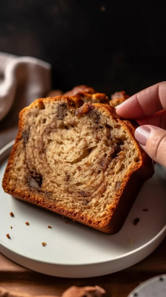 Swirled Cookie Butter Banana Bread topped with swirls of cookie butter