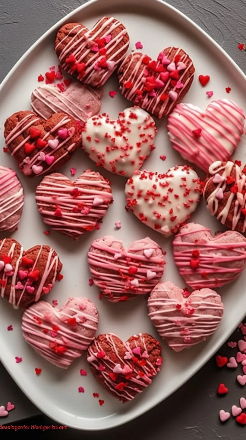 Delicious Valentine's Day no-bake cookies decorated with heart shapes