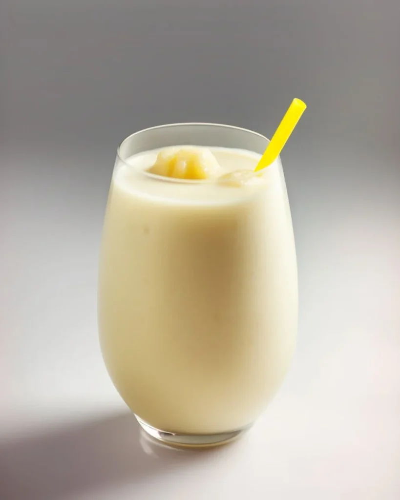 Delicious Virgin Piña Colada in a tropical setting with fresh fruits.