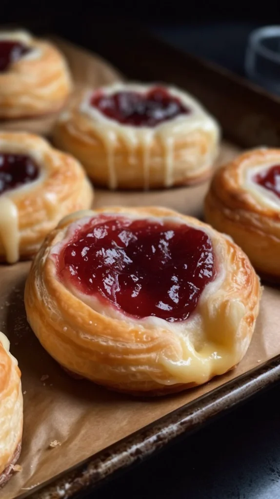 Delicious 4 Ingredient Cherry Danish pastry with fresh cherries