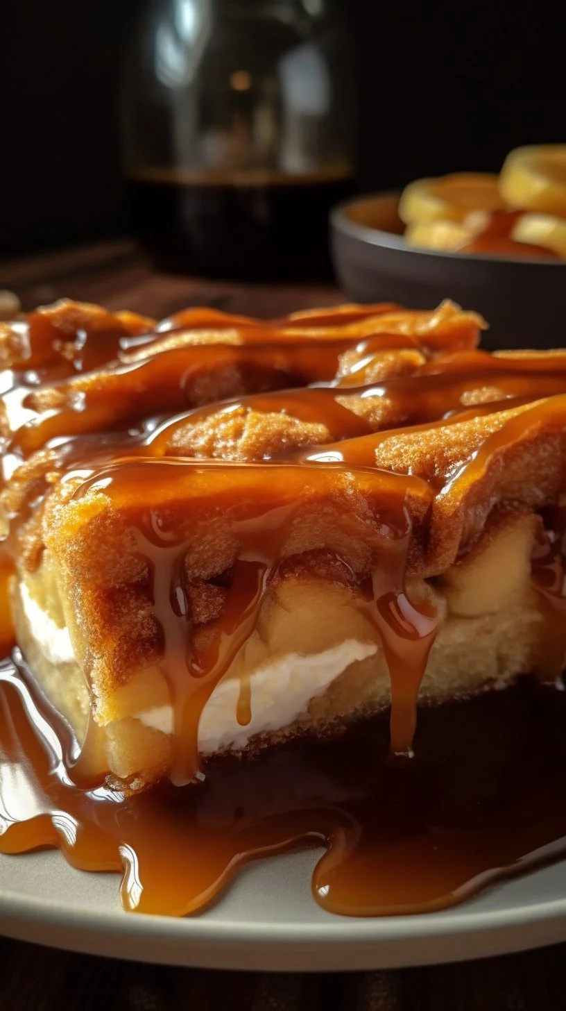 Delicious Apple Cinnamon Roll Lasagna layered with sweet flavors and gooey goodness.