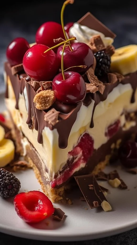 Delicious Banana Cream Cheesecake with banana slices and whipped cream topping