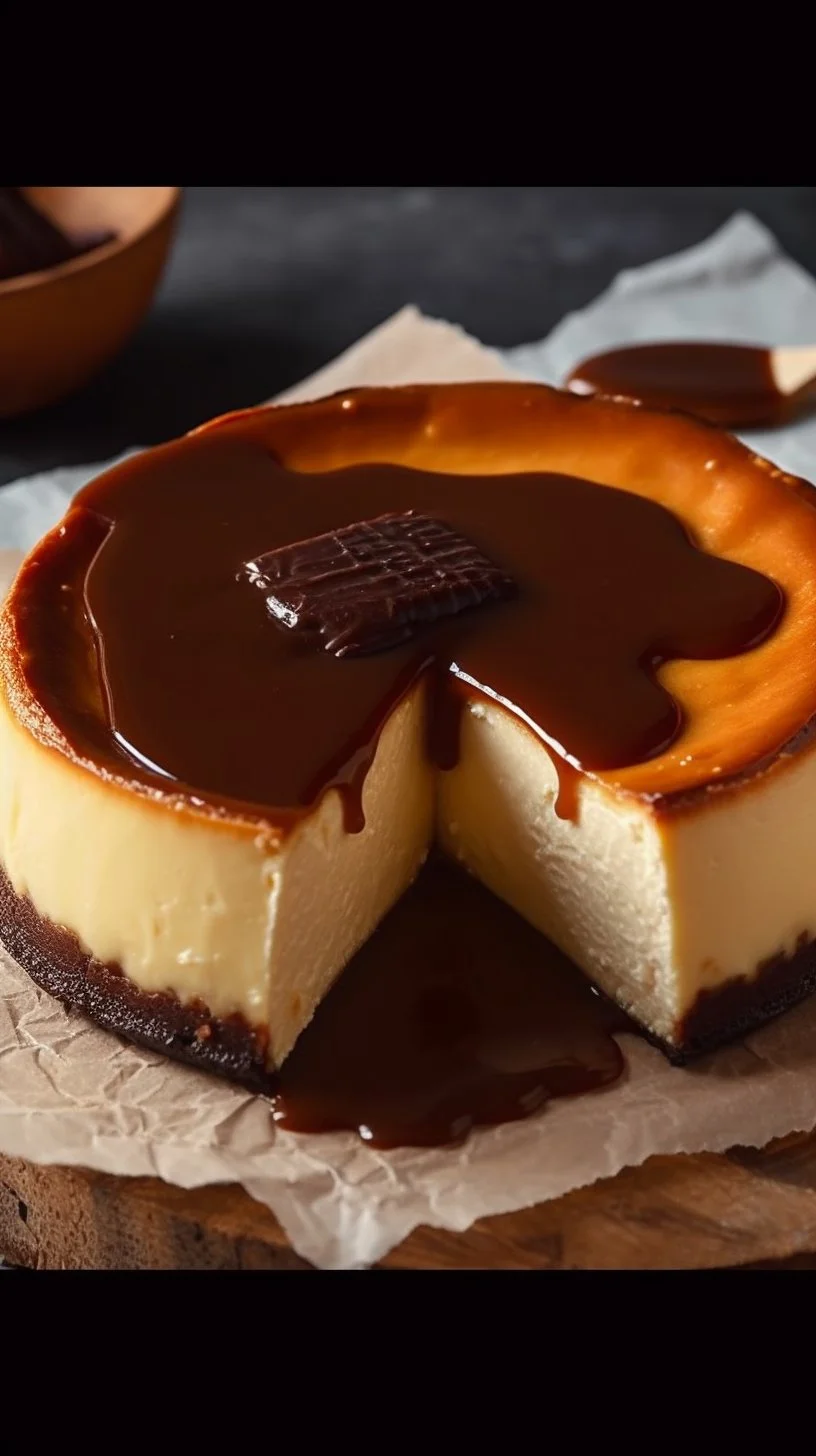 Deliciously burnt Basque Cheesecake with a rich flavor and caramelized top.