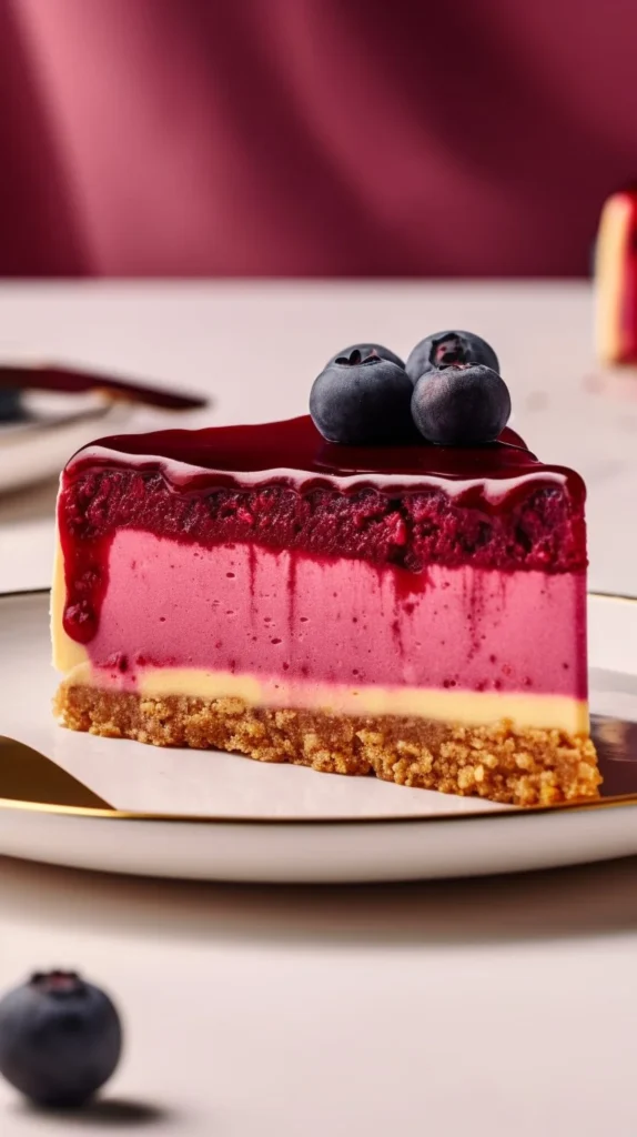 Delicious no bake blueberry cheesecake topped with fresh blueberries