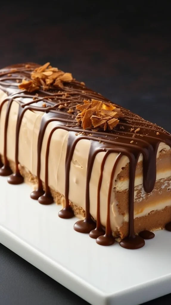 Delicious Biscoff Ice Cream Log garnished with cookie crumbs