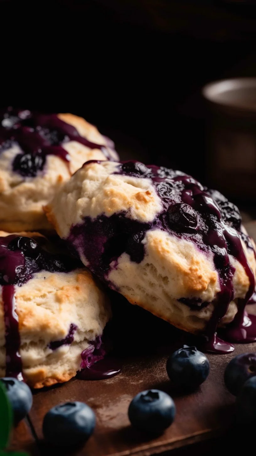 Freshly baked blueberry scones on a plate