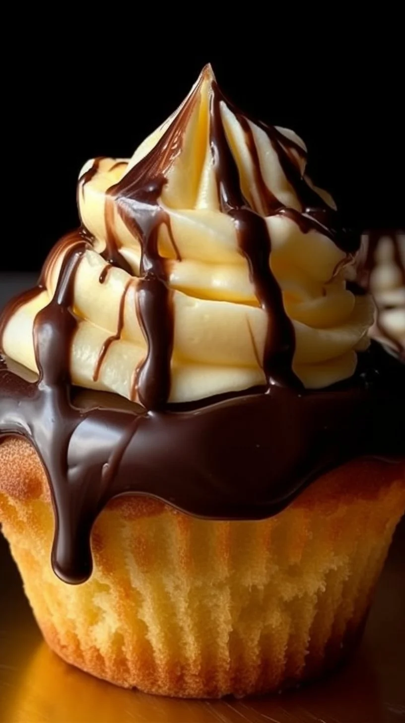 Delicious Boston Cream Pie Cupcakes with chocolate frosting and creamy filling