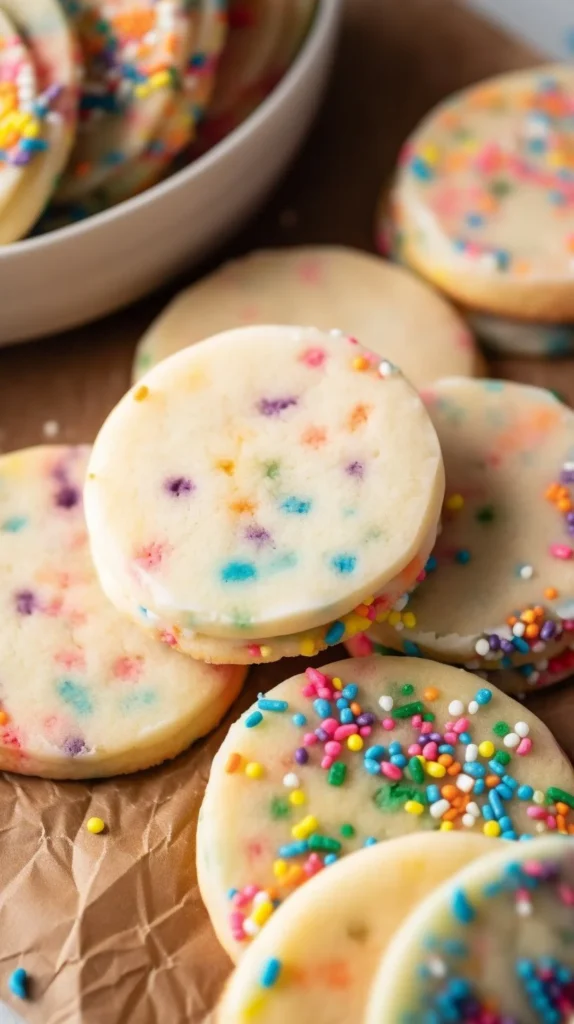 A plate of delicious Cake Batter Meltaway Cookies fresh out of the oven.