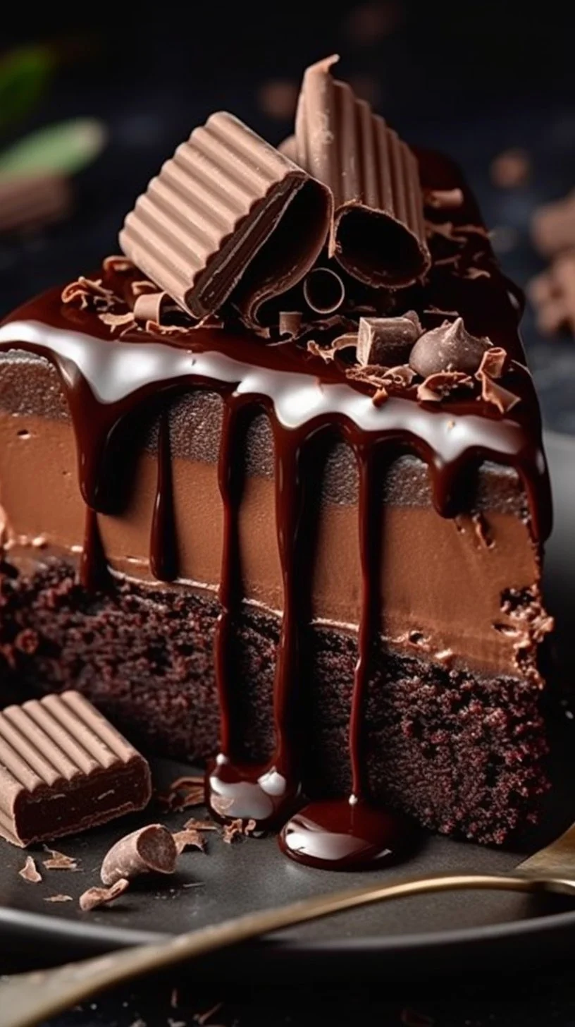 Delicious homemade chocolate cheesecake topped with chocolate shavings.