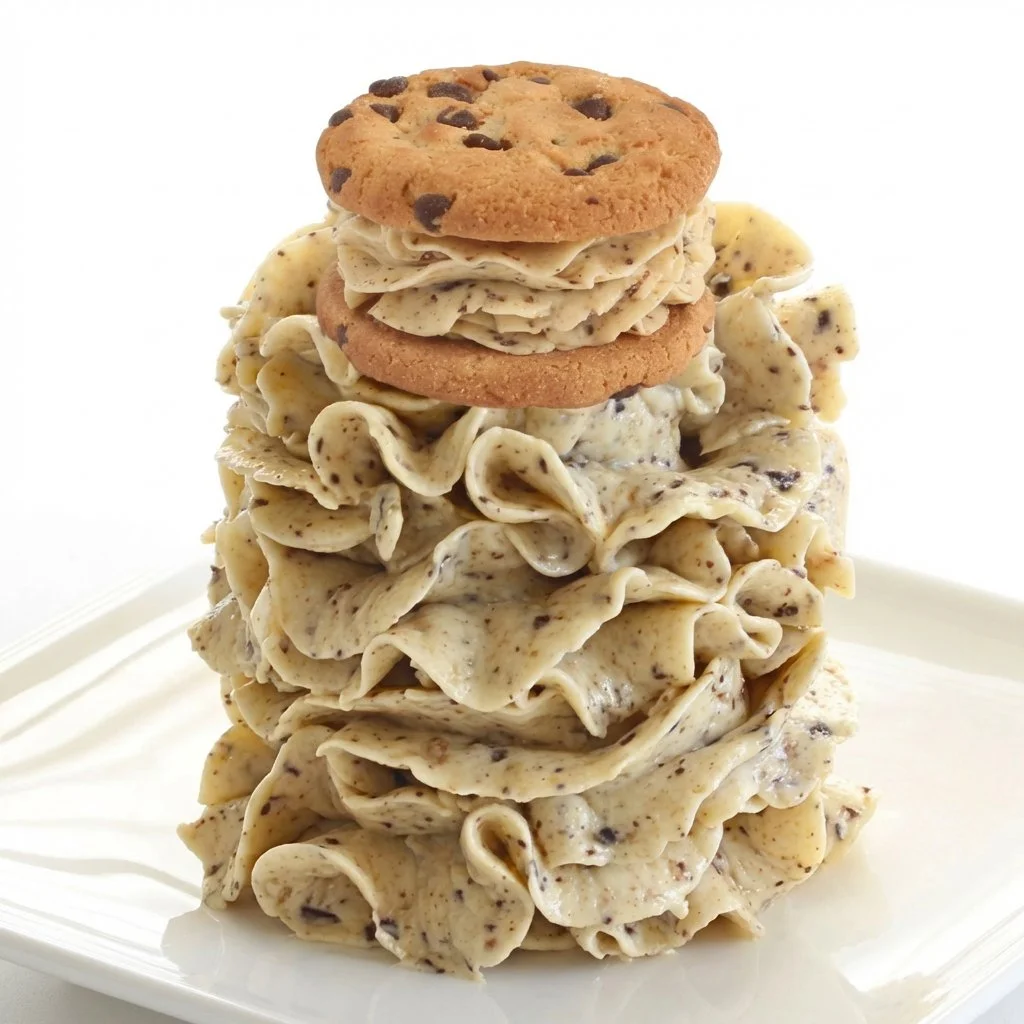 Delicious chocolate chip cookie buttercream frosting in a bowl