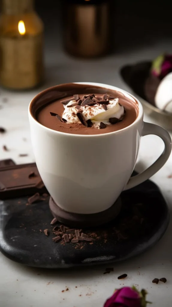 Delicious chocolate espresso drink served in a stylish glass with whipped cream